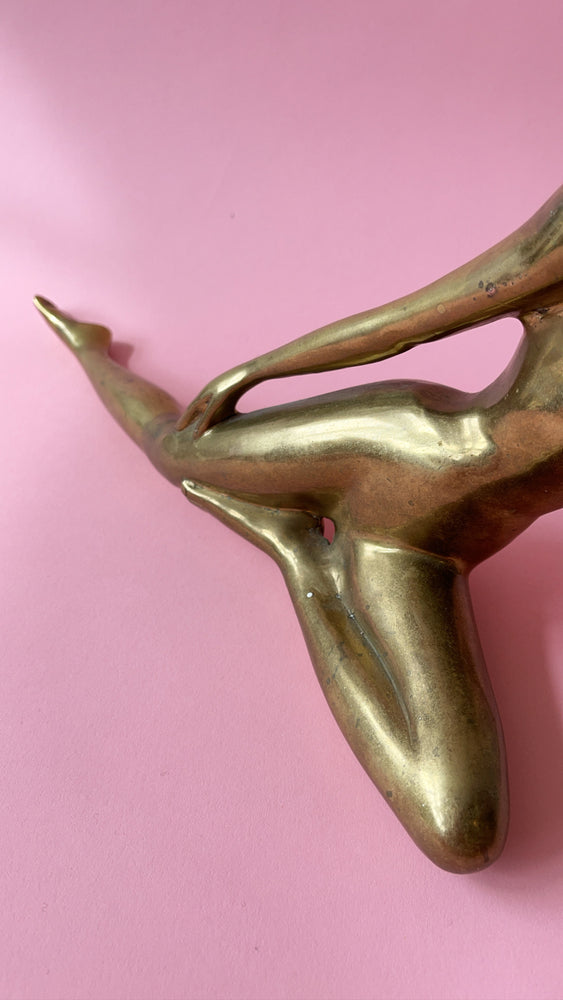 Vintage Brass Lounging Nude Lady