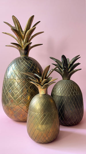 Vintage Brass Lidded Pineapple Jars