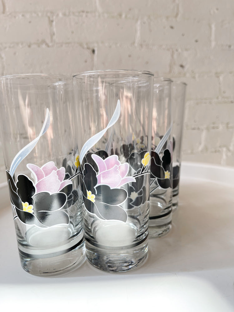 Vintage 80’s Flower Highball Glasses