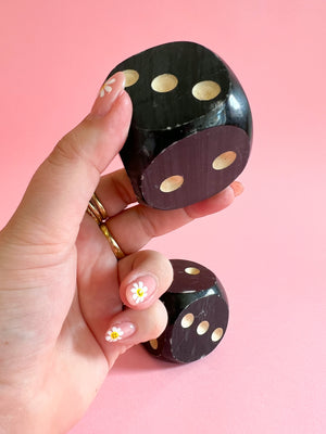 Vintage Black Marble Dice Pair