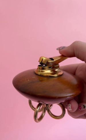 Vintage Brass and Wood Ronson UFO Lighter