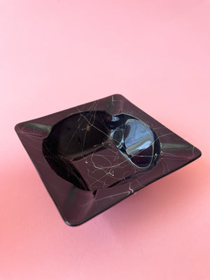 Vintage Black Splatter Glass Ashtray