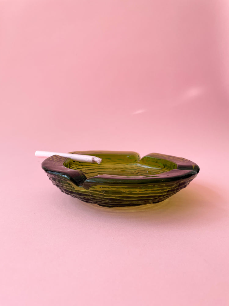 Vintage Anchor Hocking Soreno Green Glass Ashtray