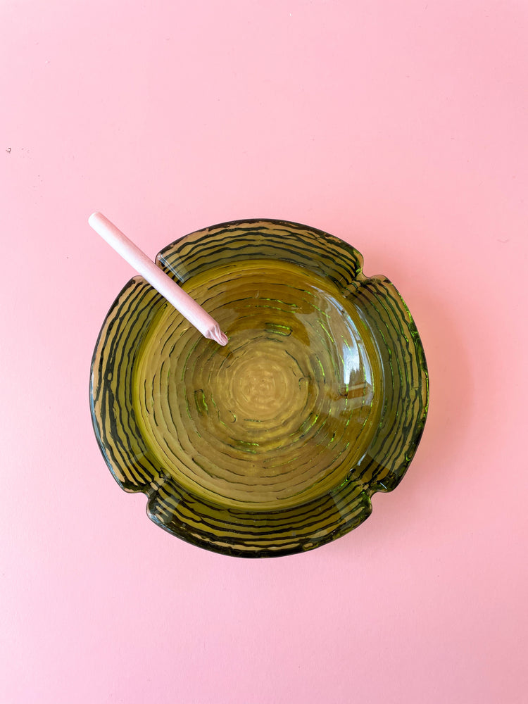 Vintage Anchor Hocking Soreno Green Glass Ashtray