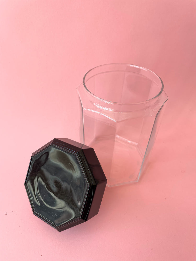 Vintage Hexagon Glass Stash Jar