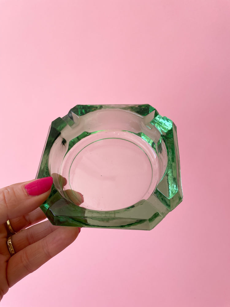 Vintage Glass Square Ashtray