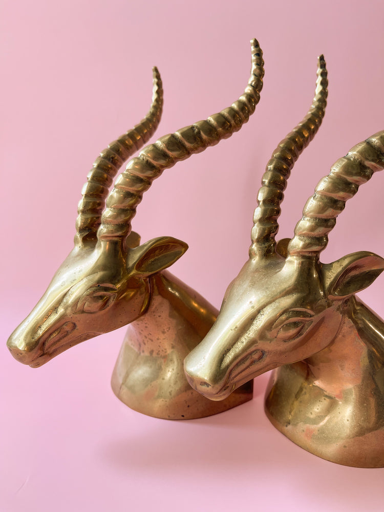 Vintage Brass Gazelle Bookends