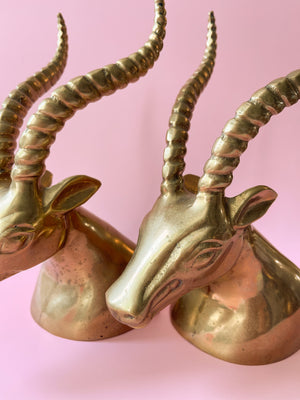 Vintage Brass Gazelle Bookends