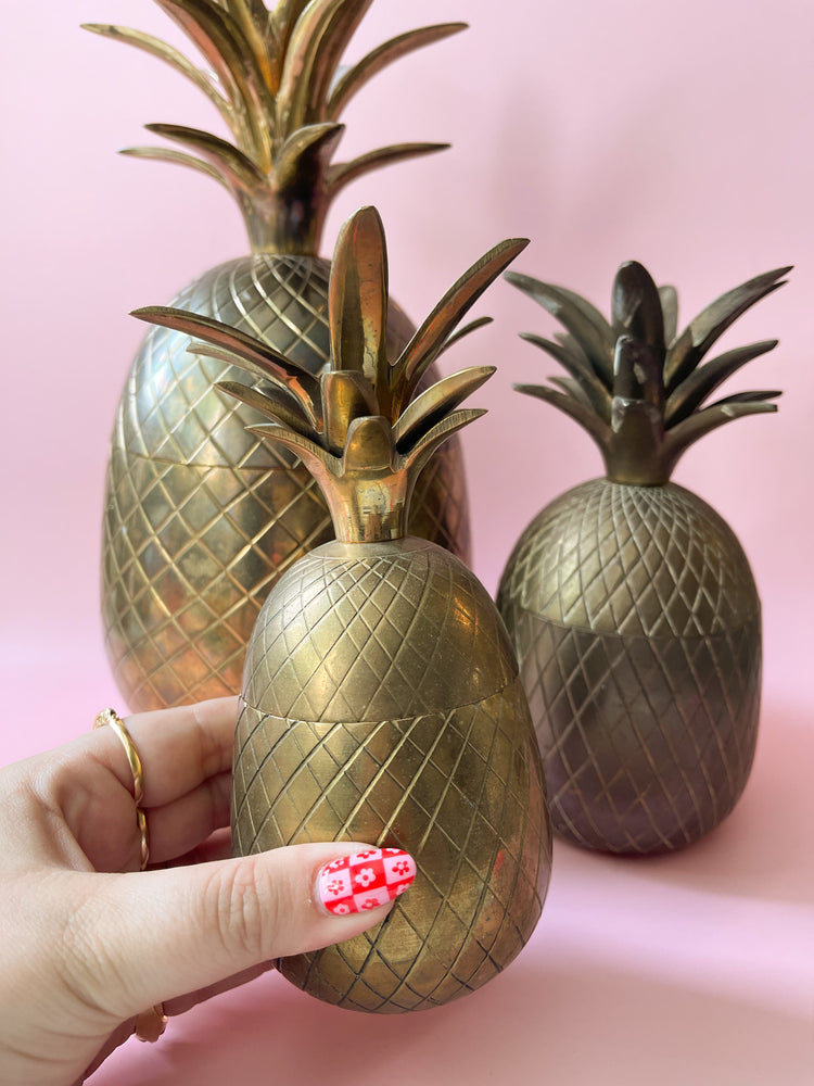 Vintage Brass Lidded Pineapple Jars