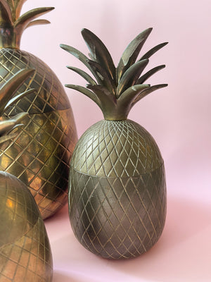 Vintage Brass Lidded Pineapple Jars