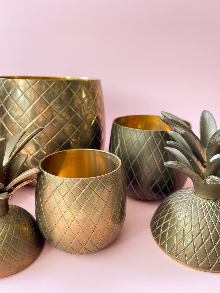 Vintage Brass Lidded Pineapple Jars