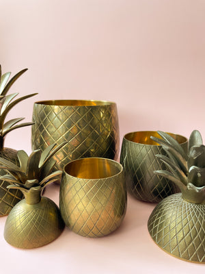 Vintage Brass Lidded Pineapple Jars