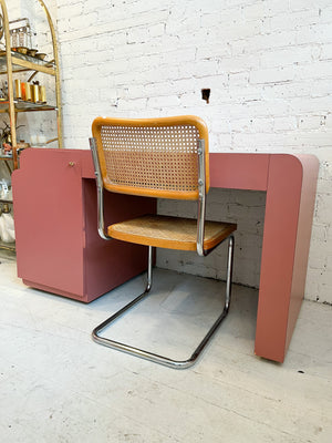 Vintage Pink Laminate Waterfall Desk