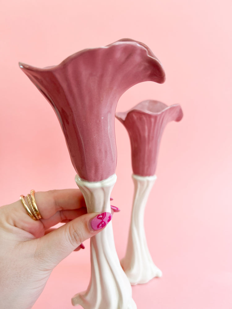 Vintage Calla Lily Ceramic Candeholders