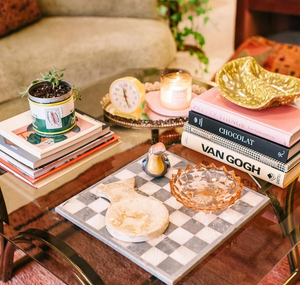 Vintage Smoked Glass Square Coffee Table