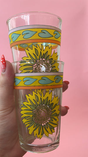 Vintage Sunflower Juice Glasses