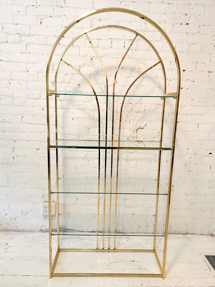 Vintage Hollywood Regency Style Arched Shelving Unit