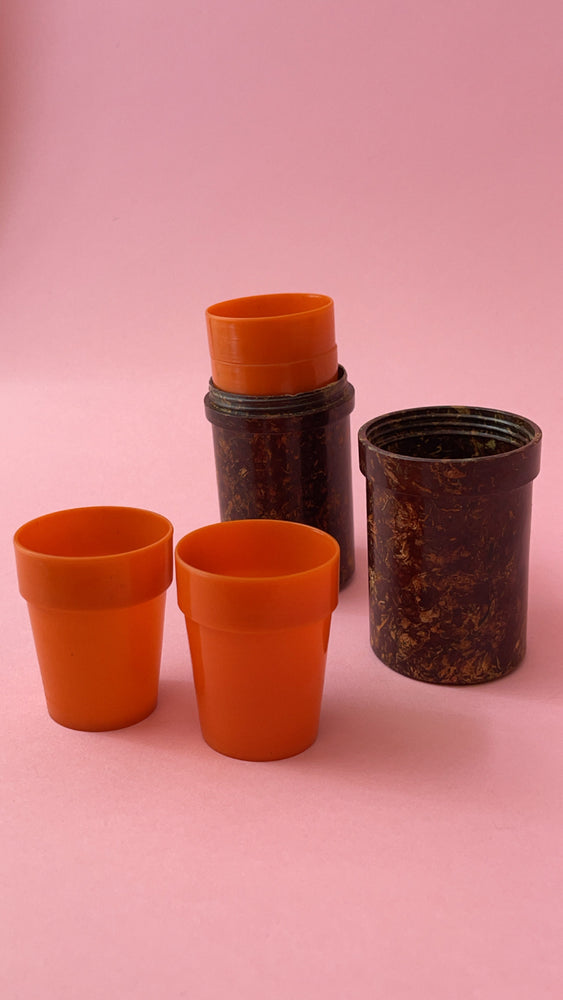 Vintage Bakelite Shot Glass Set with Holder