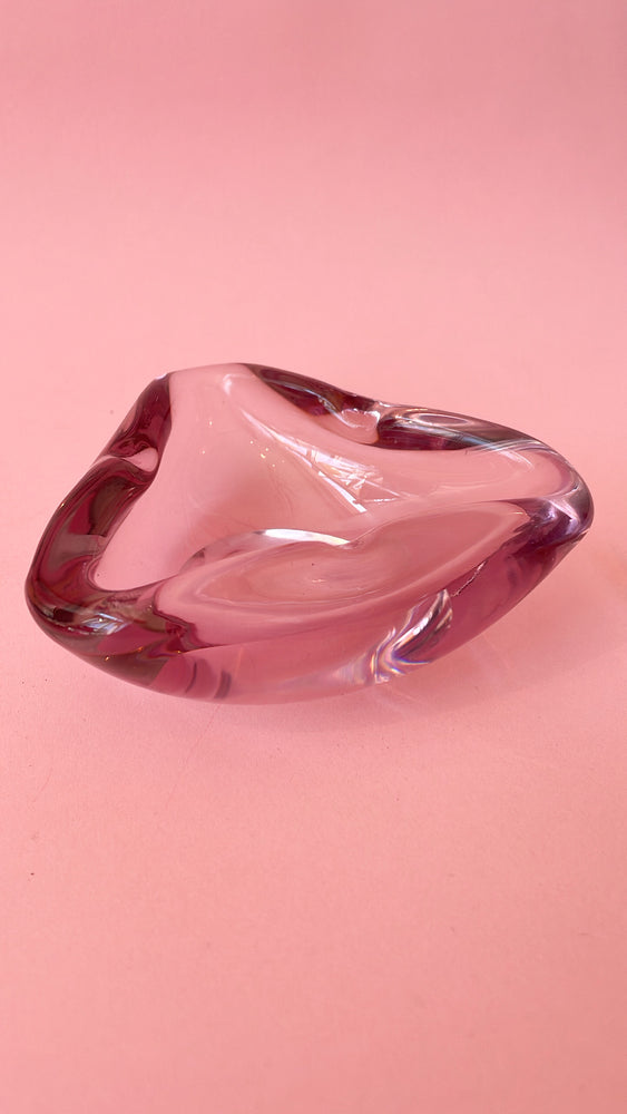 Vintage Triangular Art Glass Ashtray