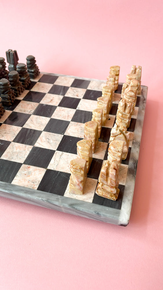 Vintage Aztec Mini Marble Chess Set