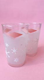 Vintage Frosted Snowflake Juice Glasses