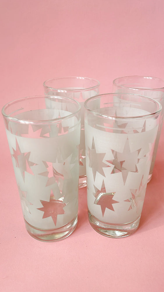 Vintage 1950's Frosted Star Glasses