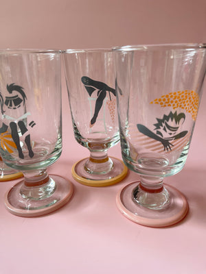 Vintage 1980's Panache Memphis Fluted Cocktail Glasses