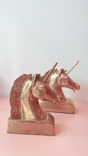 Vintage Brass Unicorn Bookends