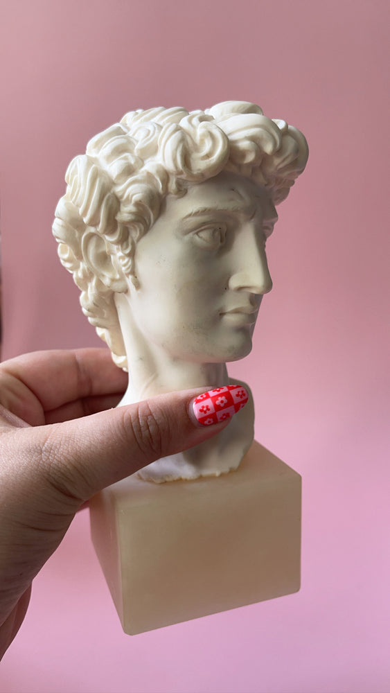 Vintage A. Giannelli Alabaster David Bust on Marble Base