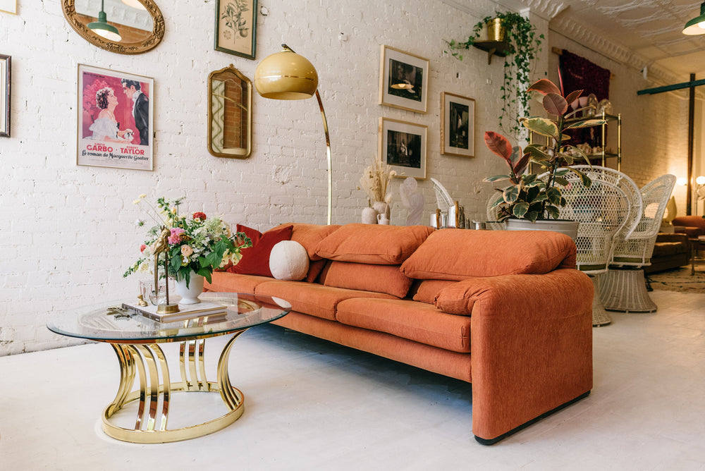 Vintage Round Brass Coffee Table