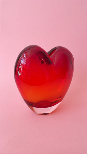 Vintage Oversized Art Glass Heart Vase