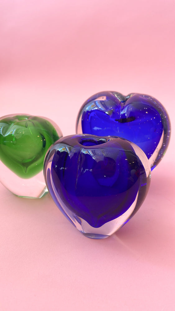 Vintage Art Glass Heart Vase