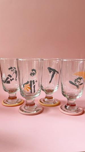 Vintage 1980's Panache Memphis Fluted Cocktail Glasses