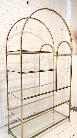 Vintage Hollywood Regency Style Arched Shelving Unit