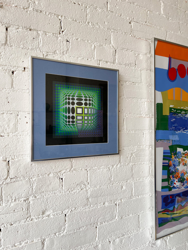 Vintage Victor Vasarely Op Art Print "Koska Kar"