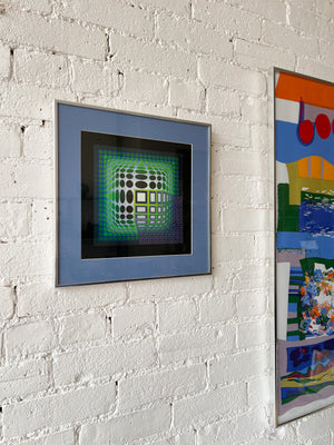 Vintage Victor Vasarely Op Art Print "Koska Kar"
