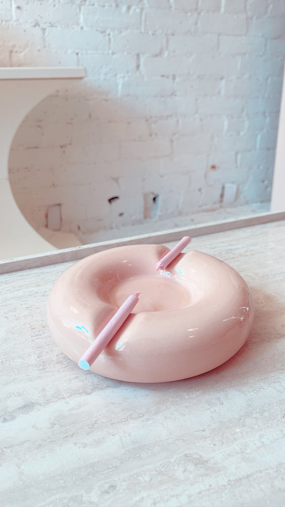 Vintage Donut Peach Ceramic Ashtray