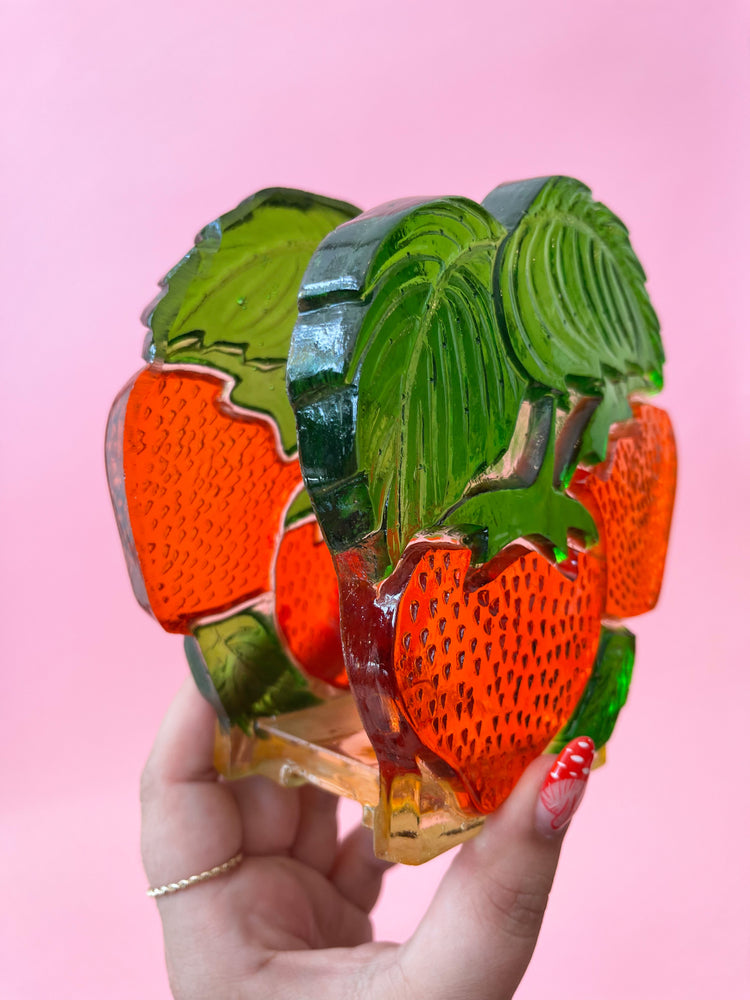 Vintage Lucite Strawberry Napkin Holder