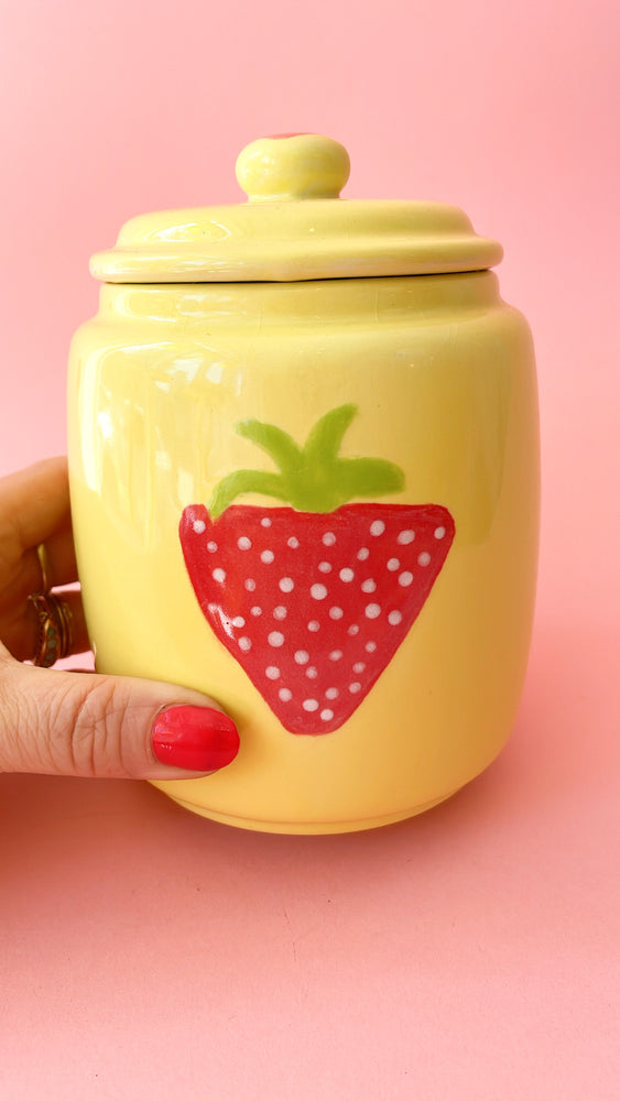 Vintage Ceramic Strawberry Stash Jar