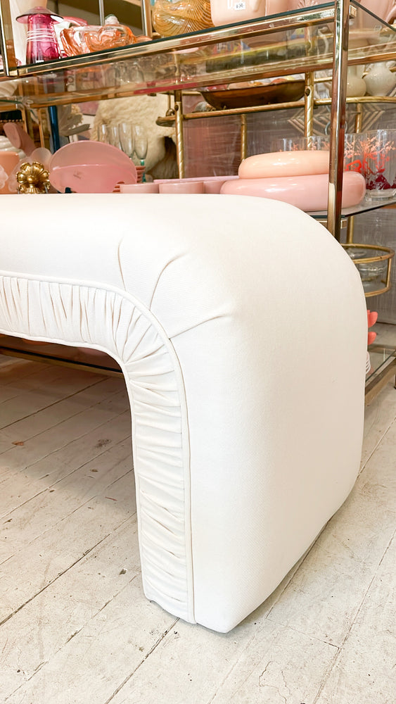 Vintage Cream Rouched Fabric Waterfall Bench