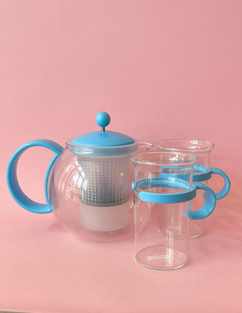 Vintage Bodum Assam French Press Teapot and Mug Set