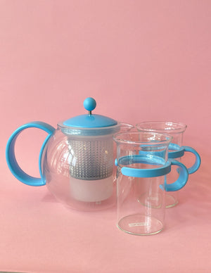 Vintage Bodum Assam French Press Teapot and Mug Set