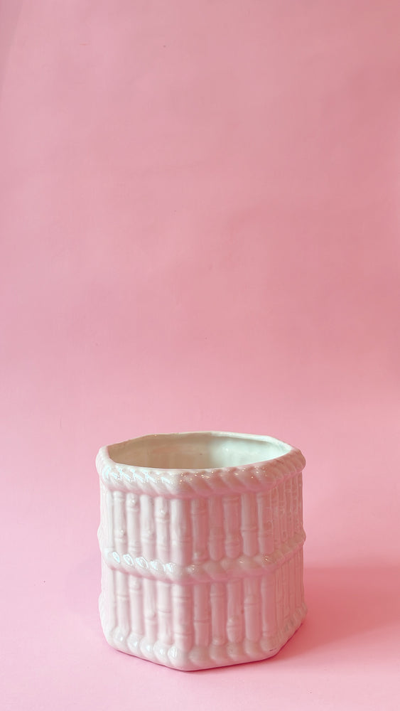 Vintage Ceramic Bamboo and Rope Planter