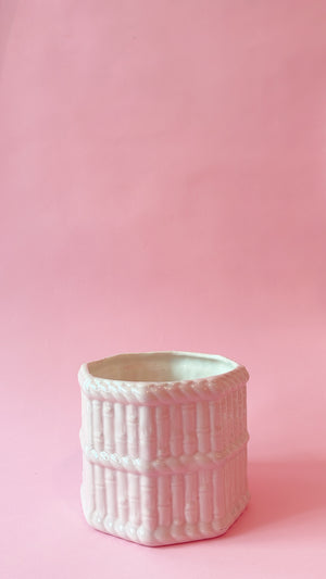 Vintage Ceramic Bamboo and Rope Planter