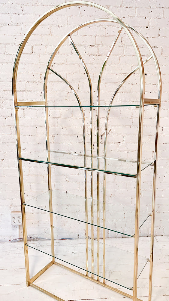 Vintage Hollywood Regency Style Arched Shelving Unit