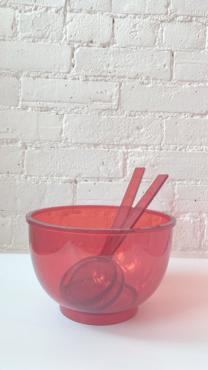 Vintage Amber Dansk Salad Bowl and Tongs