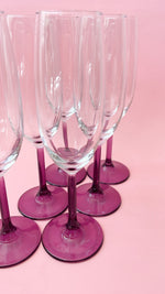 Vintage Purple Stemmed Champagne Flutes