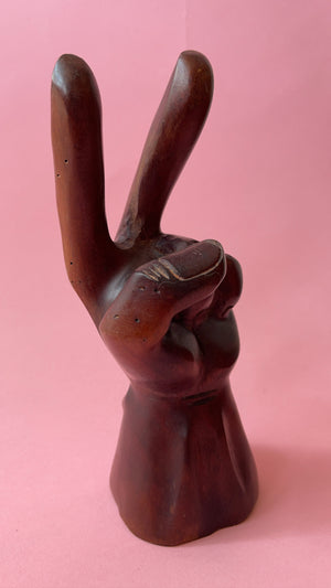 Vintage Wooden Peace Hand