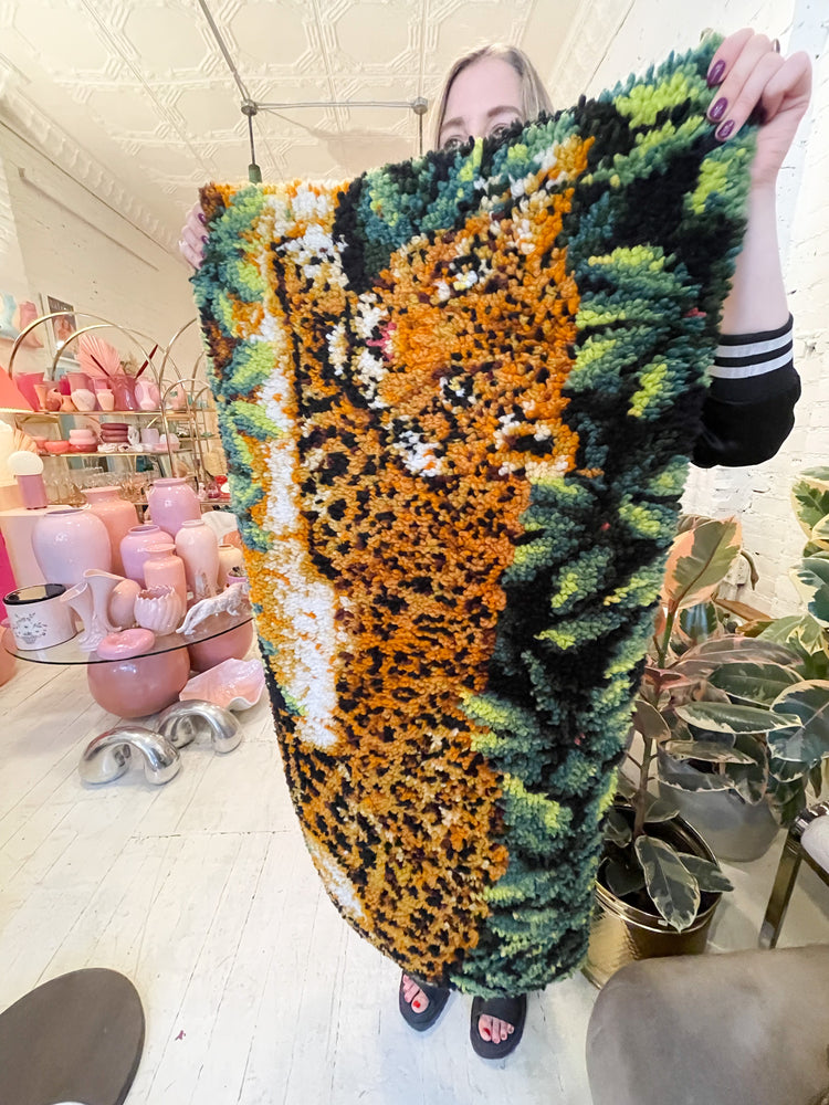 Vintage Leopard in the Jungle Hook Rug