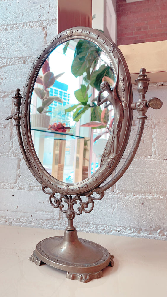 Vintage Art Nouveau Brass Mirror